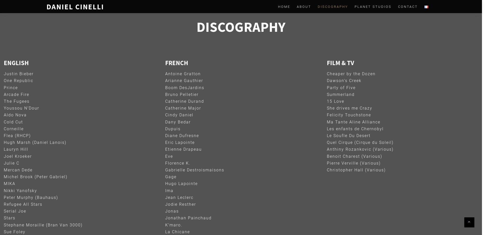 Discographie, DanielCinelli.com